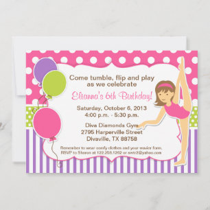 Convite de Aniversário de Ginástica