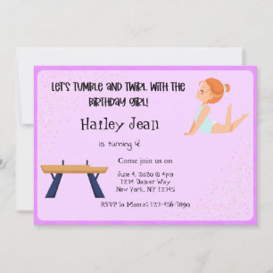 Convite de aniversário de ginástica