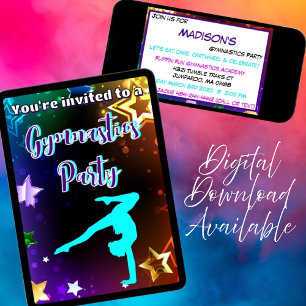 Convite de aniversário de ginástica do Rainbow Sta