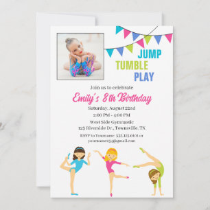 Convite de aniversário de ginástica para menina