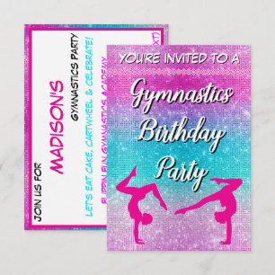 Convite de aniversário de ginástica Rosa