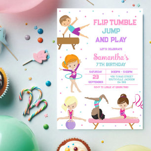 Convite de Aniversário de Ginástica Salto Tumble