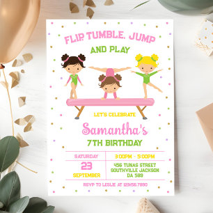 Convite de Aniversário de Ginástica Salto Tumble