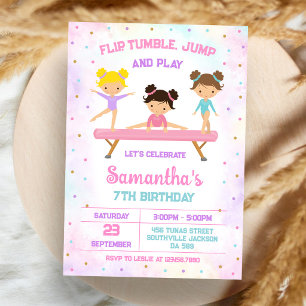Convite de Aniversário de Ginástica Salto Tumble