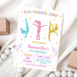 Convite de Aniversário de Ginástica Salto Tumble