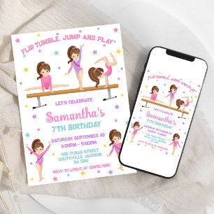 Convite de Aniversário de Ginástica Salto Tumble