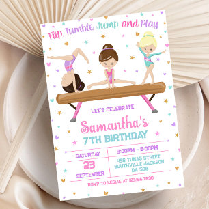 Convite de Aniversário de Ginástica Salto Tumble