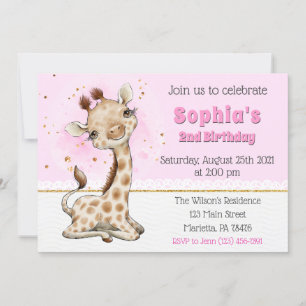 Convite de aniversário de Girafa