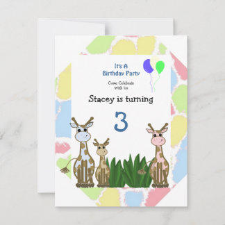 Convite de Aniversário de Girafa Animal