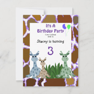 Convite de Aniversário de Girafa Animal