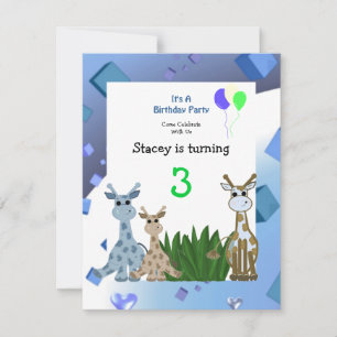 Convite de Aniversário de Girafa Animal