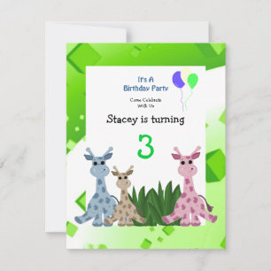 Convite de Aniversário de Girafa Animal