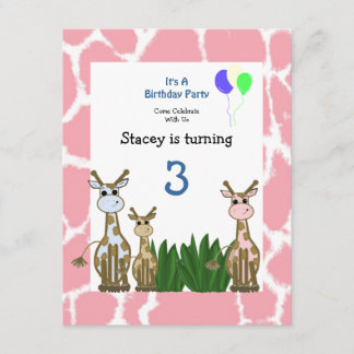 Convite de Aniversário de Girafa Animal