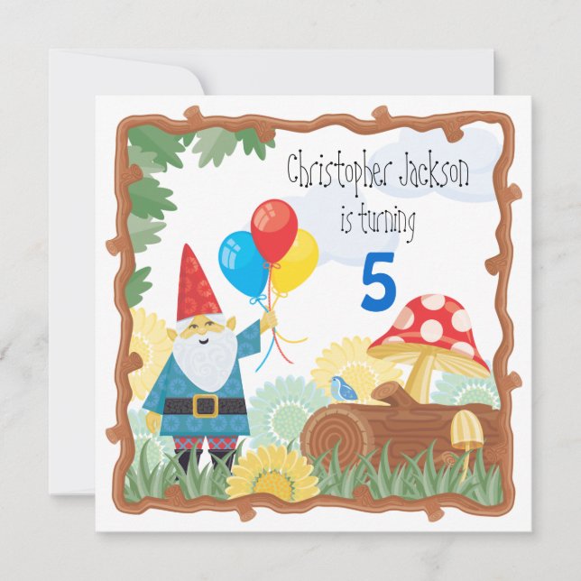 Convite de Aniversário de Gnome (Frente)