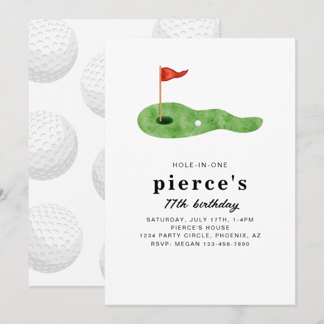 Convite de Aniversário de Golfe (Frente/Verso)