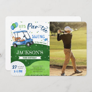 Convite de aniversário de golfe com foto editável
