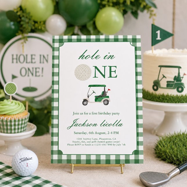 Convite de Aniversário de Golfe Green Hole in One (Criador carregado)