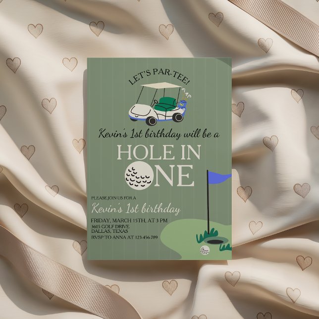 Convite de Aniversário de Golfe Hole in ONE 1 (Criador carregado)