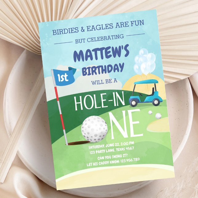 Convite de Aniversário de Golfe Hole In One Vamos  (Criador carregado)