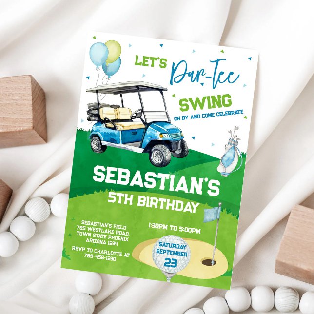 Convite de Aniversário de Golfe Let's Par Tee (Criador carregado)