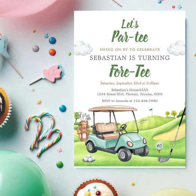 Convite de Aniversário de Golfe Let's Par Tee (Criador carregado)