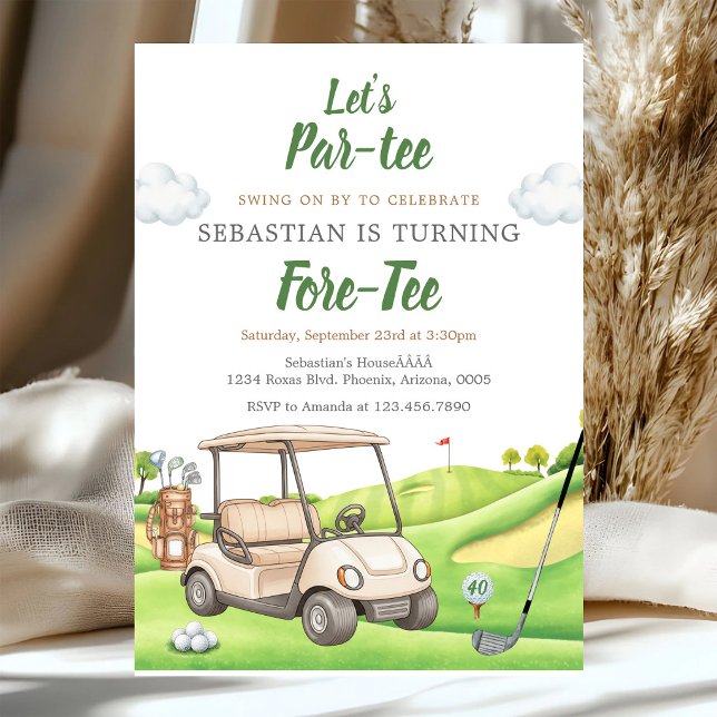 Convite de Aniversário de Golfe Let's Par Tee (Criador carregado)