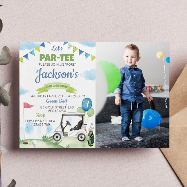 Convite de aniversário de golfe Par-tee de vamos (Criador carregado)