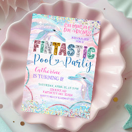 Convite de aniversário de golfinho Fintastic com l