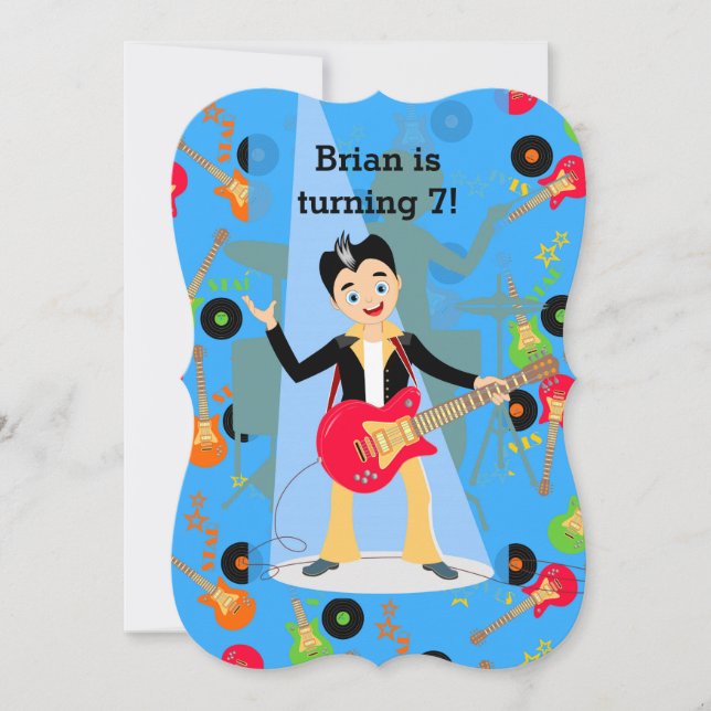 Convite de aniversário de guitarrista (Frente)