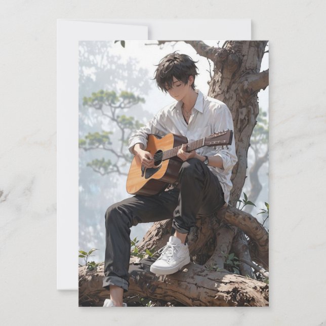 Convite de Aniversário de Guitarrista de Anime Épi (Frente)