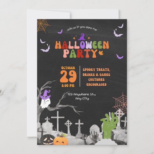 Convite de aniversário de Halloween (Frente)