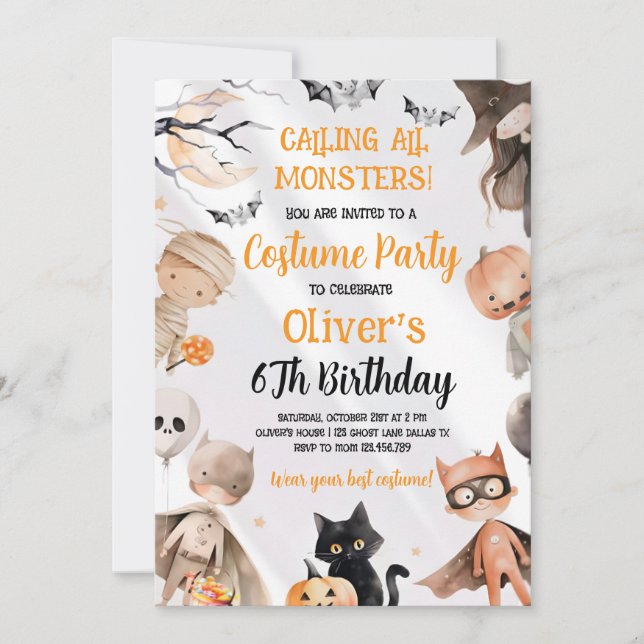 Convite de Aniversário de Halloween  (Frente)