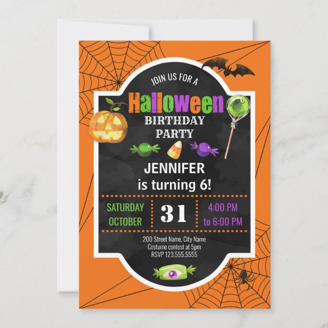 Convite de aniversário de Halloween (Frente)