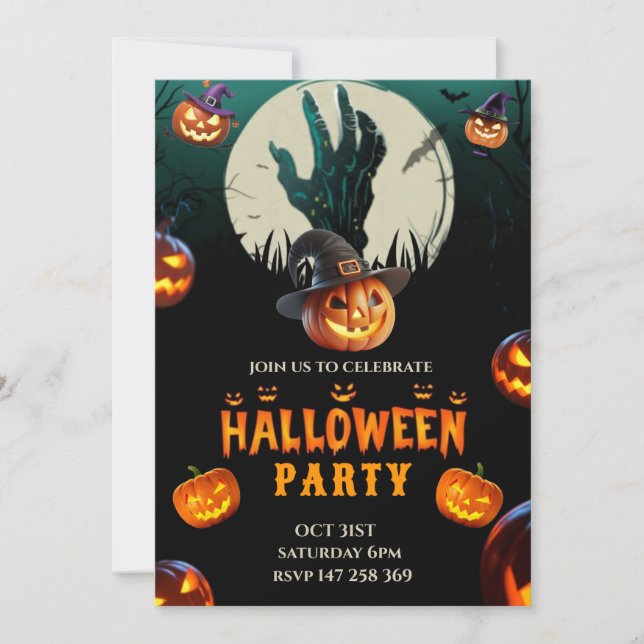 Convite de Aniversário de Halloween  (Frente)