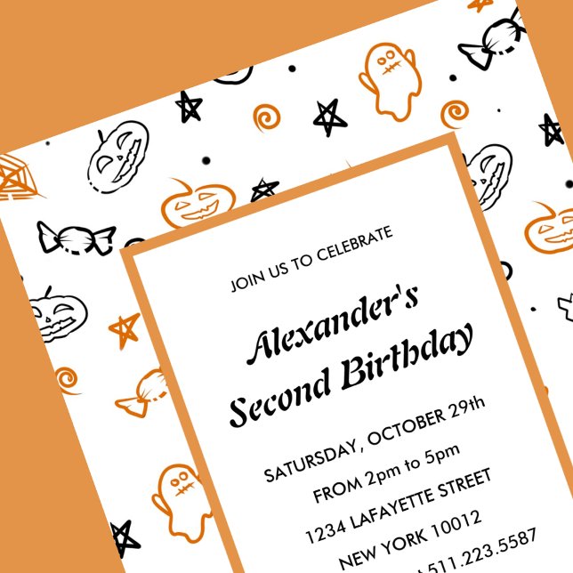 convite de aniversário de Halloween 2º segundo fan (Halloween-2nd-birthday-invitation-second-ghost-1)