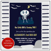 convite de aniversário de Halloween 2 boo espantos