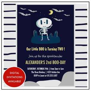 convite de aniversário de Halloween 2 boo spooktac