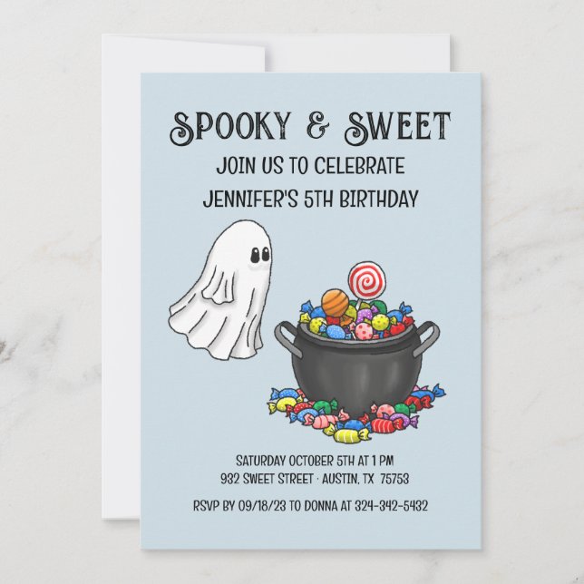 Convite de aniversário de Halloween Assustador & D (Frente)