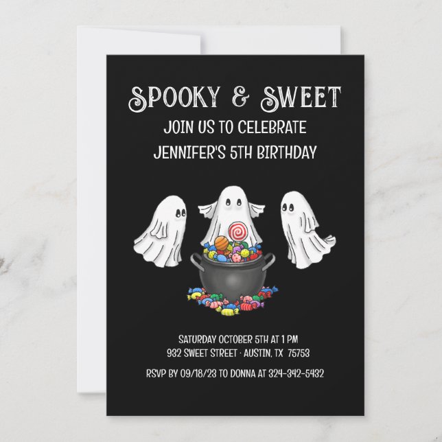 Convite de aniversário de Halloween Assustador & D (Frente)