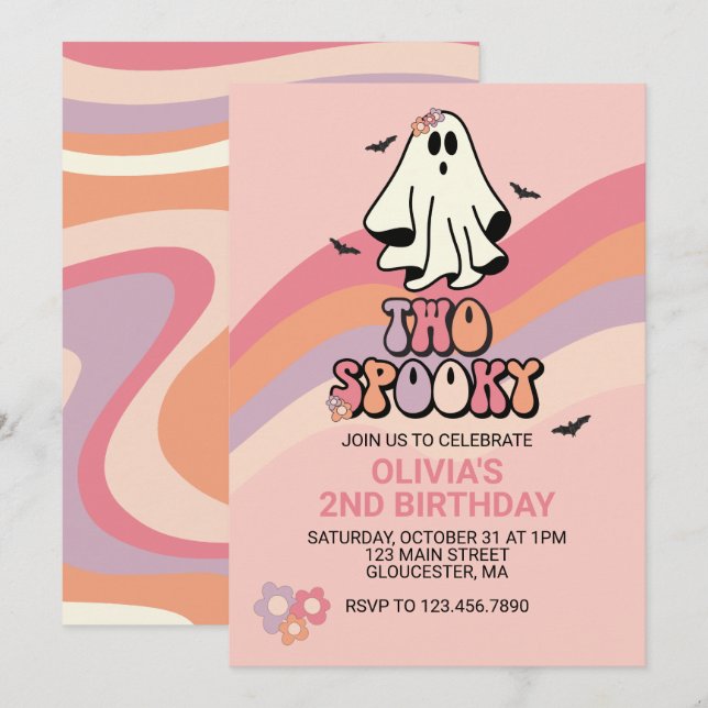Convite de Aniversário de Halloween Assustador Gro (Frente/Verso)