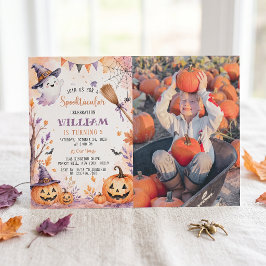 Convite de Aniversário de Halloween com Abóbora As