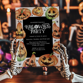 Convite de Aniversário de Halloween com Abóbora Gr