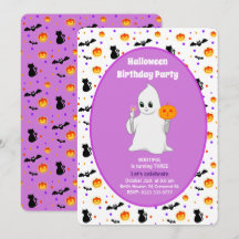 Convite de Aniversário de Halloween com Fantasminh