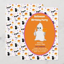 Convite de Aniversário de Halloween com Fantasminh