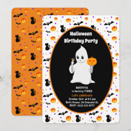 Convite de Aniversário de Halloween com Fantasminh