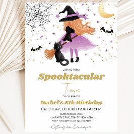 Convite de Aniversário de Halloween da Bruxa Roxa