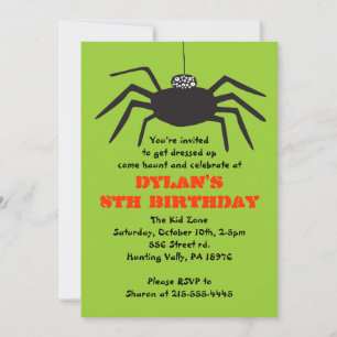 Convite de aniversário DE Halloween DE ARANHA
