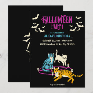 Convite de aniversário de halloween do culto de ga