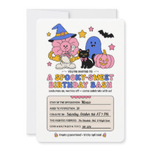 Convite de Aniversário de Halloween Doce e Assusta