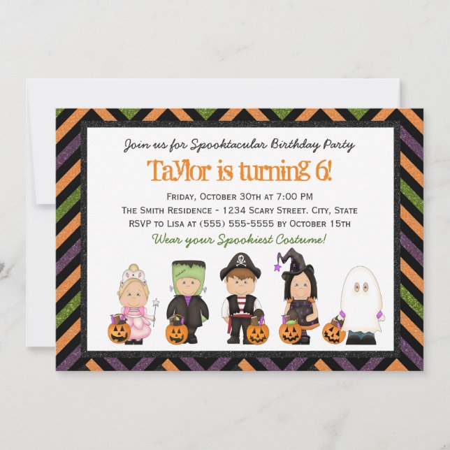 Convite de Aniversário de Halloween Fantasia Infan (Frente)